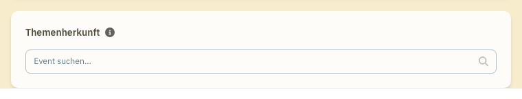 Event-Einstellungen: Themenherkunft